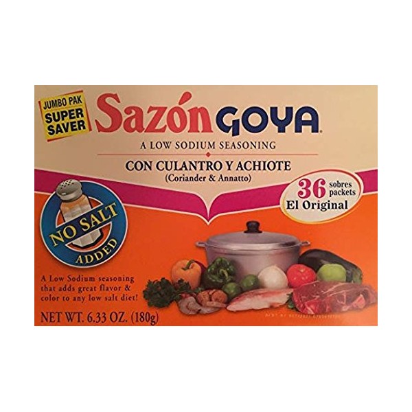 Goya Sazon Con Culantro y Achiote 6.33oz Jumbo Pack-( 2 PACK SUPER SAVER ) Low Sodium Seasoning