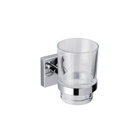 Croydex QM441841 Flexi-Fix Chester Tumbler & Holder, 96 x 68 x 106mm, Chrome/Clear