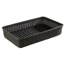 APS Profi Line 50722 Basket GN 1/1 53 x 32.5 cm Height 10 cm with Stainless Steel Wire in Rim Polypropylene Black