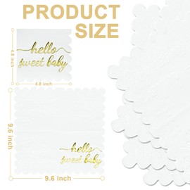 100 Pcs Hello Sweet Baby Scalloped Baby Shower Napkins Decorations Paper White and Gold Foil Napkins Disposable Luncheon Cocktail Napkins Folded for Girls Boys Baby Shower Party Decor