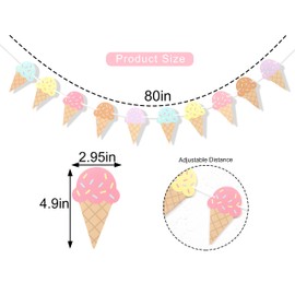 Banner de helado de feliz cumpleaños – Decoración de fiesta de cumpleaños de helado, pancarta de cumpleaños de verano, pancarta de primer cumpleaños de helado, accesorios para primera foto de helado