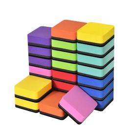 Dyshri Dry Erase Erasers, 24 Pack Magnetic Whiteboard Erasers for Kids and Students, Dry Erasers for Whiteboard, Mini Dry Erase Board Erasers for Classroom Home, and Office (Square, 8 Color)