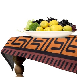 African Mud Cloth Tablecloth, Tribal Design Ethnic Colorful Bohemian Pattern with Geometric Elements Table Cover, Water Resistant Wipeable Tablecloths for Kitchen Dinning Room Decor 60"x110"