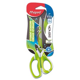 Maped Zenoa Soft Handle Student Scissors, Kids, 7 Inch, Pointed Tip, Right & Left Handed, Assorted Colors (597249)