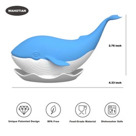 WAHOTIAN Whale Tea Infuser - Cute Silicone Loose Leaf Tea Strainer，Reusable Food-Grade & Heat-Resistant Design, Blue Whale Tea Accessories for Herbal, Fruit & Flower Tea, Dishwasher Safe Kitchen Gifts