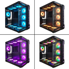 RGB Fans 120mm PWM Fans 3 Pack PC argb Fans, HA-120 PWM PC Fans RGB PC Fans 120mm with 12v 4pin pwm and 5v 3pin argb Plug, Infinity Mirror ARGB Fans 120mm - Low Noise Computer Fans for PC Case