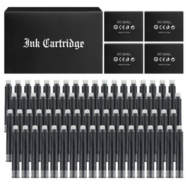 GC QUILL Fountain Pen Ink Cartridges, 72 Pack Black Ink Refills (4 Boxes of 18) - Bore Diameter 3.4mm (Black)