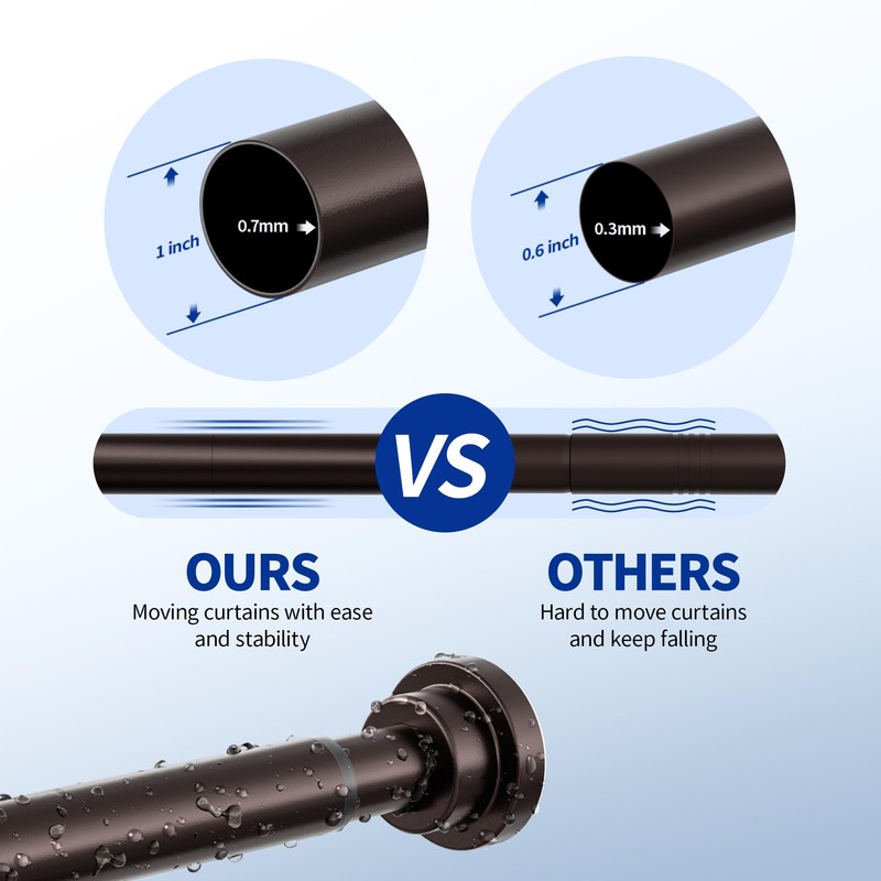 Mcrbeay Shower Curtain Rod, 1" Diameter Heavy Duty Tension Shower