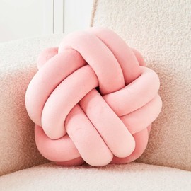 Uvvyui Knot Pillow Ball, Soft Dusty Pink Home Decor Knotted Pillows, Cute 11" Knot Pillow Round Velvet Plush Throw Pillow, Aesthetic Decorative Pillows for Bed, Floor, Couch, Bedroom