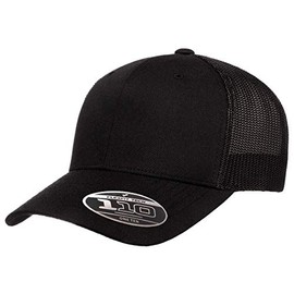Flexfit Men's 110® Recycled Trucker Mesh Cap Hat, Black, OSFA