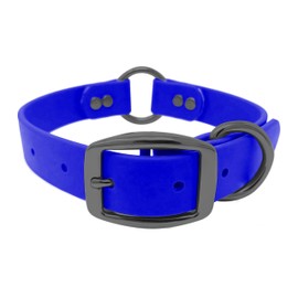 Regal Dog Products Medium Blue Waterproof Hunting Dog Collar with Heavy Duty Black Hardware Center Ring, Double Buckle and D Ring | Custom Fit Vinyl-Coated Webbing | for Small, Medium and Large Dogs