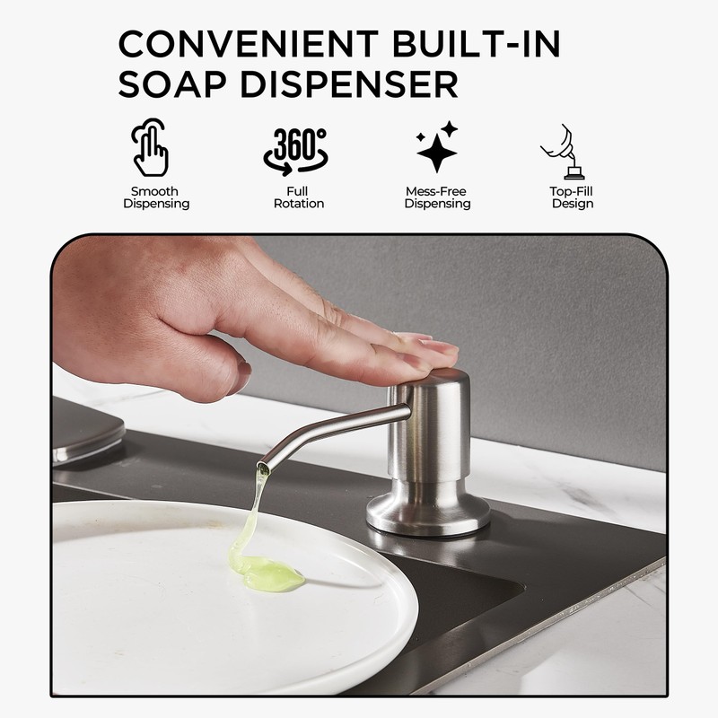 FORIOUS Kitchen Faucet with Soap Dispenser, Brushed Nickel Stainless Steel