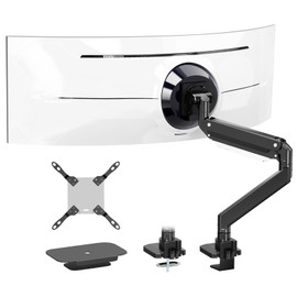 PUTORSEN 17-57 Inch Ultrawide Monitor Arm and TV Desk Mount,up to 59.4 lbs, Premium Aluminum Single Monitor Arm Desk Mount with Gas Spring, Steel Reinforcement Plate, VESA 75x75 to 200x200