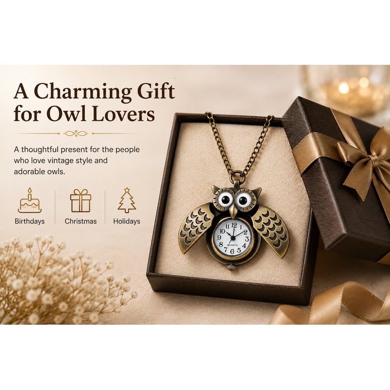 Vintage Owl Pocket Watch Necklace for Everyday Style – Opening