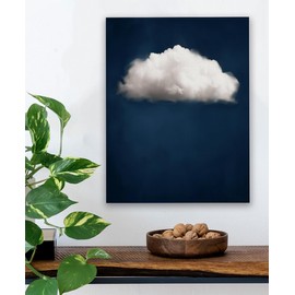 Minimalist Cloud on Blue Wall Art - Contemporary Abstract Canvas Print for Modern Home Decor in Living Room, Bedroom, and Office, Tranquil Ambiance and Serene Beauty (Stretched Canvas, 18" x 24")