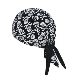 DANLCUPL DOO Rags Dew Rag Skull Cap Pirate Hat Cycling Bandana Motorcycle Biker Cooling Head Wrap Beanie Helmet Liner Skull Skeleton Black White