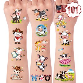 101+ Cow Temporary Tattoos – Waterproof Fake Tattoos for Kids, Girls, Boys, Teens & Adults – Ideal for Birthday Parties & Decorations