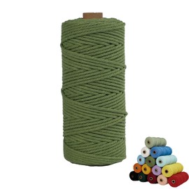 Macrame Cord, 3mm x 109Yards,Colorful Cotton Cord,Natural Cotton Macrame Rope for Wall Hanging & Boho Decorations, Plant Hangers,Crafts Cord for DIY,Knitting,Avocado Green
