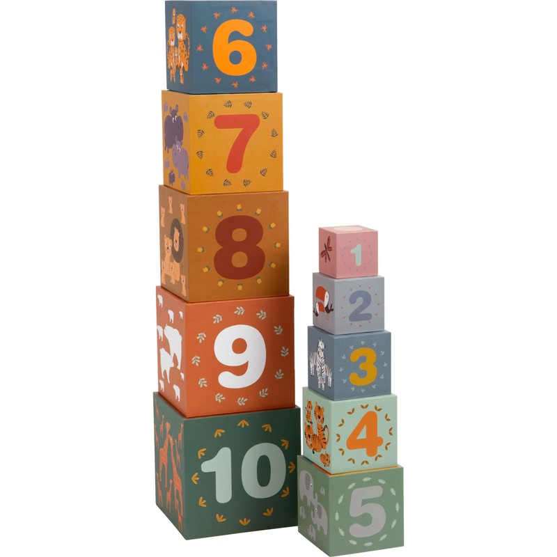 small foot Stacking Cube "Safari", Motor Skills Toy, Sorting Game
