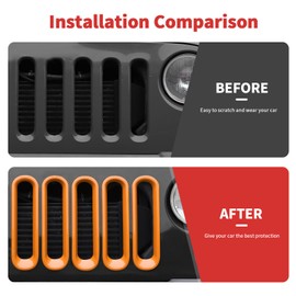 SQQP Grill Insert Grille Inserts Cover Fit for 2007-2018 Jeep Wrangler JK JKU,Orange