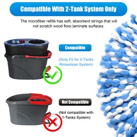 XINHUAYJ-Paquete de 4 cabezales de repuesto para fregona giratoria con 1 base de fregona giratoria compatible con RinseClean Dual System, recambios de fregona giratoria de microfibra para fácil limpie