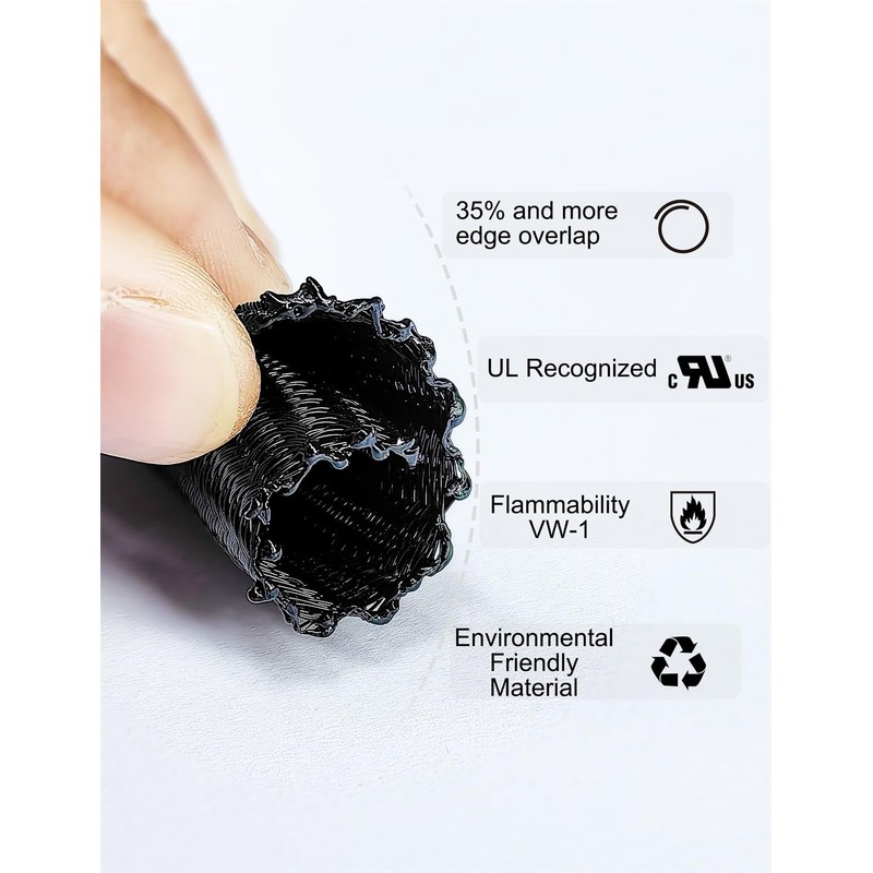 ZEMAN Semi-Rigid Wrappable Split Woven Sleeving Cord Protector Tubing, Self-Wrapping