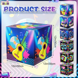 Kolldenn 6 Pcs Large 80's Party Decorations Boxes, 12 Inch 80's Theme Cardboard Box Backdrop Props Boxes for Birthday Party Decorations