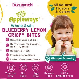 Appleways Blueberry Snacks Lemon Crispy Bites, All-Natural Individually Wrapped Lemon Blueberry Cookies Snacks, Made in USA, 108 Count, 1.0 Oz