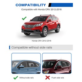 Wonderdriver 330lbs Roof Rack Cross Bars Fit for Honda CRV CR-V 2012 2013 2014 2015 2016 (without Side Rails), Heavy Duty Aluminum Roof Rails Crossbars (Cutting the molding trim) Cargo Carrier Luggage