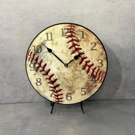 Baseball Wall Clock | Ultra Quiet Quartz Mechanism | Hand Made in USA Beautiful Crisp Lasting Color | Comes in 8 Sizes | 15-Inch