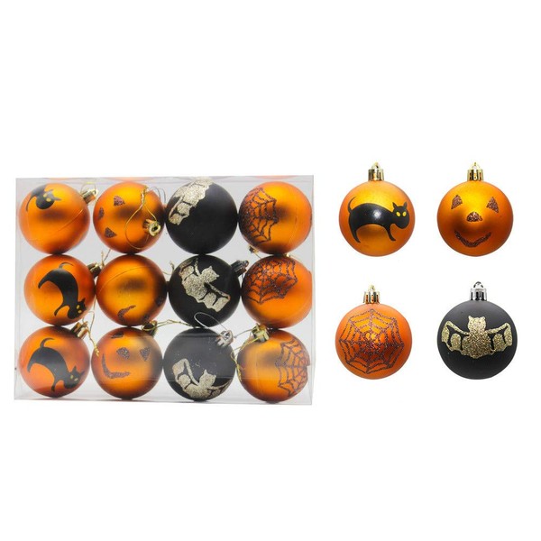 Halloween Decoration, Decoration, Ball Ornament, Luxurious, Scandinavian, 12 Pieces, Halloween Balls, Stylish, Stores, Rooms, Coffee Shops, Home Decoration Accessories, Sparkling, Balls, Halloween Accessories, 2.4 inches (6 cm)