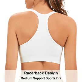 Comfyin Racerback Sports Bras for Women Unpadded Workout Bralette Seamless Yoga Gym Fitness Top,White,S