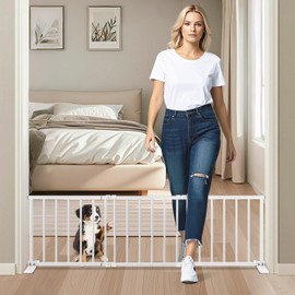 Freestanding Short Dog Gate, 13" Tall Small Pet Gate Easily Step Over, 16"- 44'' Width Expandable Metal Small Puppy Gatefor Stairs, Doorways, Kitchen,House Indoor/Outdoor Use-No Drill Pressure Mount