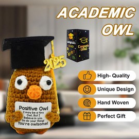 MPQDFG 2025 Graduation Gifts Positive Owl, Graduation Gifts, Emotional Support Plush Doll With Card, High School College G-raduation G-ifts for Him, for Home Office Party Decorations