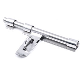 CENPEK 8" Sliding Lock Gate Latch Screw Security Door Lock Heavy Duty Steel Cylinder Bolt with Padlock Hole, 304 Stainless Steel, Brushed