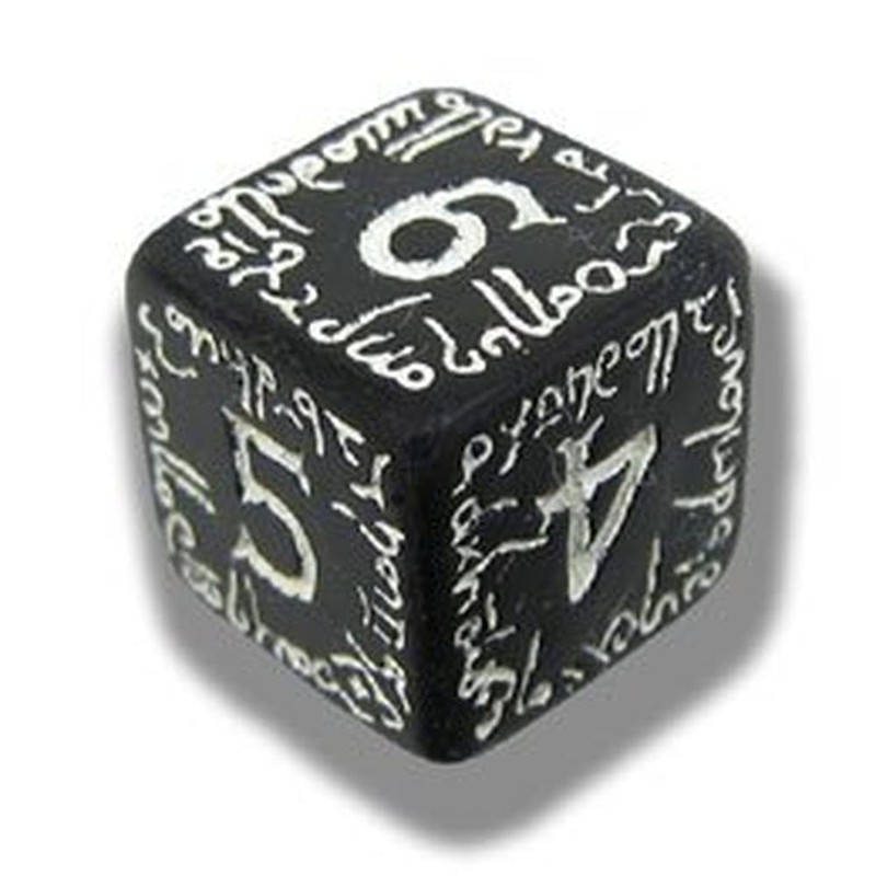 Q Workshop Elvish Black & White Rpg Ornamented Dice Set