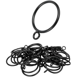 Curtain Rings with Eyelets, 48 Pack Metal Drapery Rings for Pinch Pleat Curtains Panels, Drape Rings Fits Up to 1.2 in Curtains Rod, 1.5 Inch I D Black