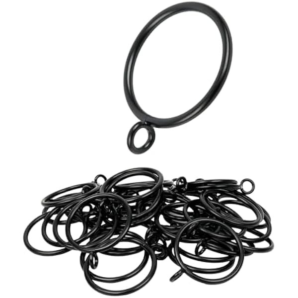Curtain Rings with Eyelets, 48 Pack Metal Drapery Rings for