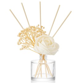 Daifunli 11 Pcs Flower Reed Diffuser Set Include Sola Flowers Diffuser Sticks with 5oz Empty Design Bottles Fragrance Rice Paper Natural Flower for Bedroom Office Bathroom Shelf Decor Gift (Elegant)