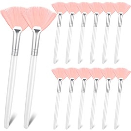 Patelai 14 Pieces Fan Brushes Applicator, Mask Brushes for Facial Makeup Tools for Face Cosmetic(Pink)