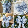 woric Blue Floral Wired Ribbon 2.5 Inch x 15 Yards