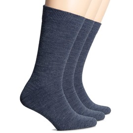 Hugh Ugoli Wool Socks for Women - Thick, Warm Winter Crew for Snow & Cold Weather - Soft, Comfy, Cozy Boot Socks With Comfort Seam & Non Binding - 3 Pairs, Indigo Blue, Shoe Size: 9-12