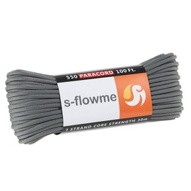 S-flowme Paracord 7 Cores, 0.2 inches (4 mm) x 98.1 ft (30 m), Total 60 Colors, Load Capacity: 551.3 lbs (250 kg), Crafts, Paracord Accessories, For Outdoor Activities, Camping, Tents, Tarp, Tie Rope