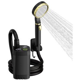 PineVoy Portable Shower for Camping, Rechargeable Camping Shower Pump with LED Display of Battery Level and Temperature, Lasting-180 Mins, Suitable for Outdoor Shower, Pet Bath, Car Washing