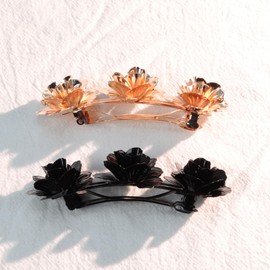 Rose Gold Flower Hair Barrettes for Women, Set of 2