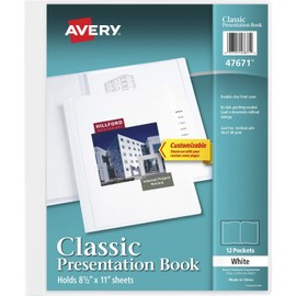 Avery 47671 Presentation Book, 12 Pockets, 8-1/2-Inch x11-Inch , White