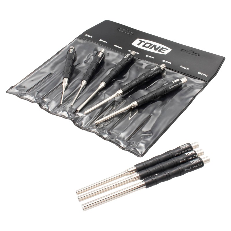Tone PP800 Pin Punch Set, Black, 8 Pieces