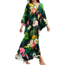 MAKABO Kaftan Dresses for Women, Plus Size Colorful Animals Print Cover Ups Caftan Beach Dresses