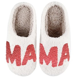 mama Slippers For Women Mother's Day Gifts For Mom Valentine Cute Comfy Bedroom Home Memory Foam Slippers,Ladies Furry Warm Shoes Indoor for Winter,Mother 41-42