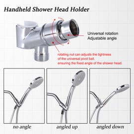 All-Metal Handheld Shower Head Holder, Hand Held Shower Wand Holder, Adjustable Shower Head Mount with Solid Brass Pivot Ball, for Connecting Shower Arm to Shower Hose, Chrome